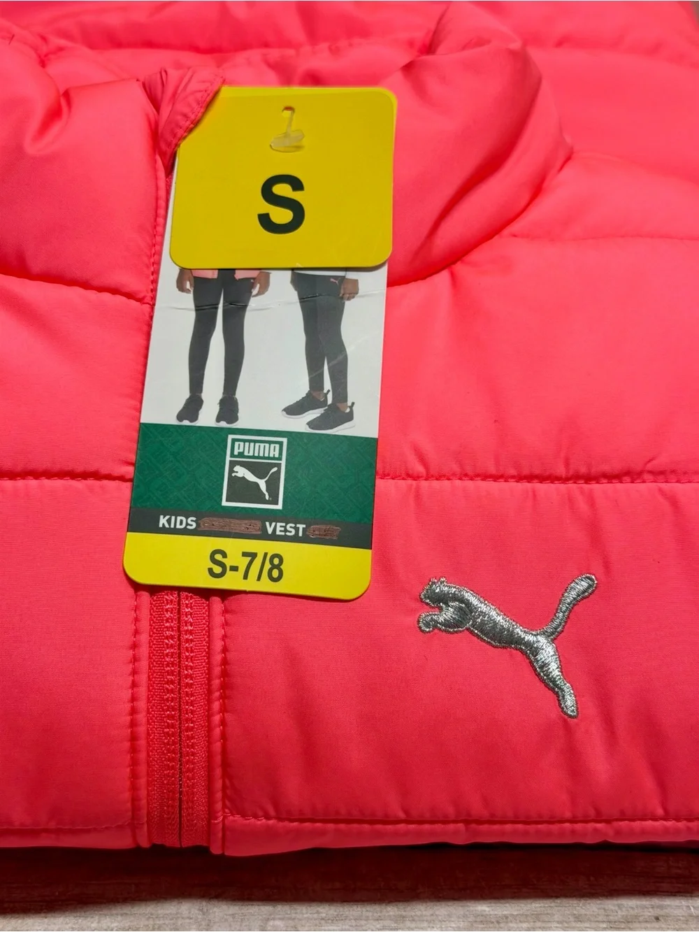Puma Kids Bright Pink Quilted Vest Size Small 7/8 kids Girls New With Tag